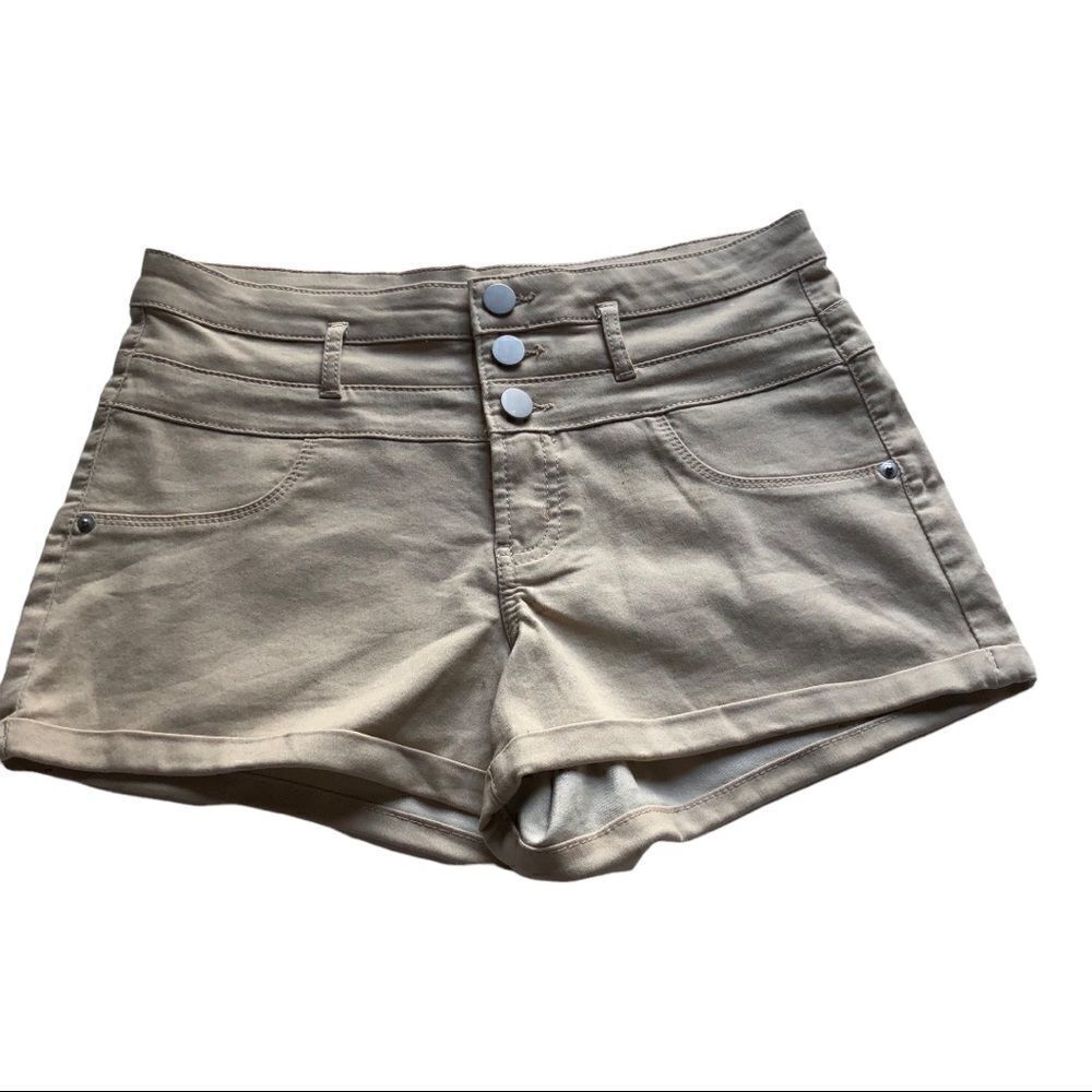 Mid Rise cotton shorts Junior Tan Size 13 cuffed pockets
